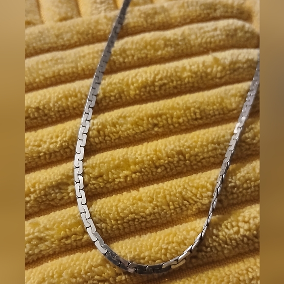 Vintage Sterling Silver Flat Chain Necklace Italy 925 14" - Picture 3 of 5